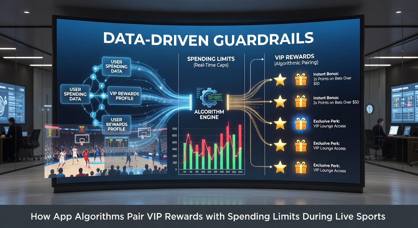 Diagram showing algorithmic flow between VIP reward tiers and automated spending limit enforcement in integrated sports and slots mobile applications