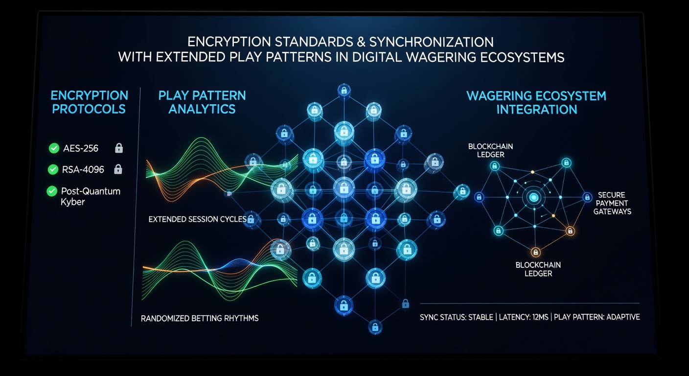 Data synchronization diagram illustrating encryption adapting to long wagering sessions