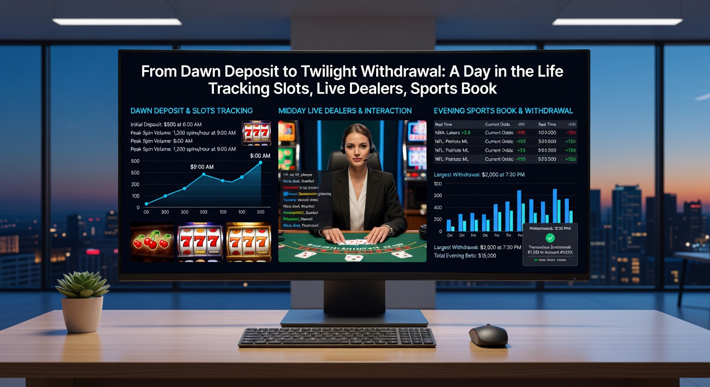 Dynamic split-screen view of a mobile casino day: sports odds updating live, VIP badge glowing, bonus wheel spinning, and secure lock icons