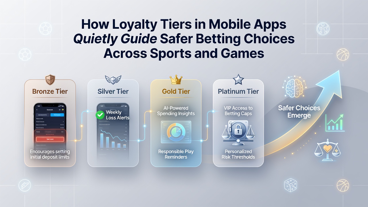 Sports betting dashboard displaying tier rewards alongside responsible gaming controls and limit settings