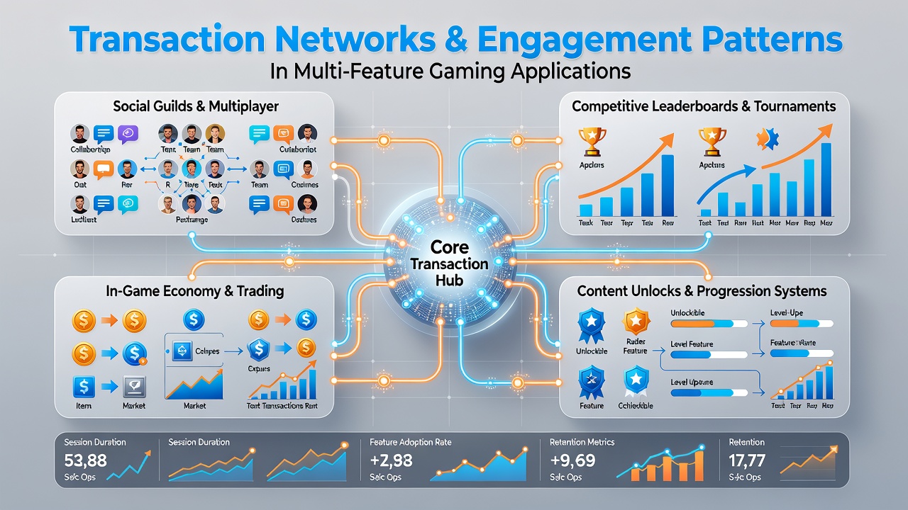Chart illustrating engagement spikes in various game features after transaction network optimizations