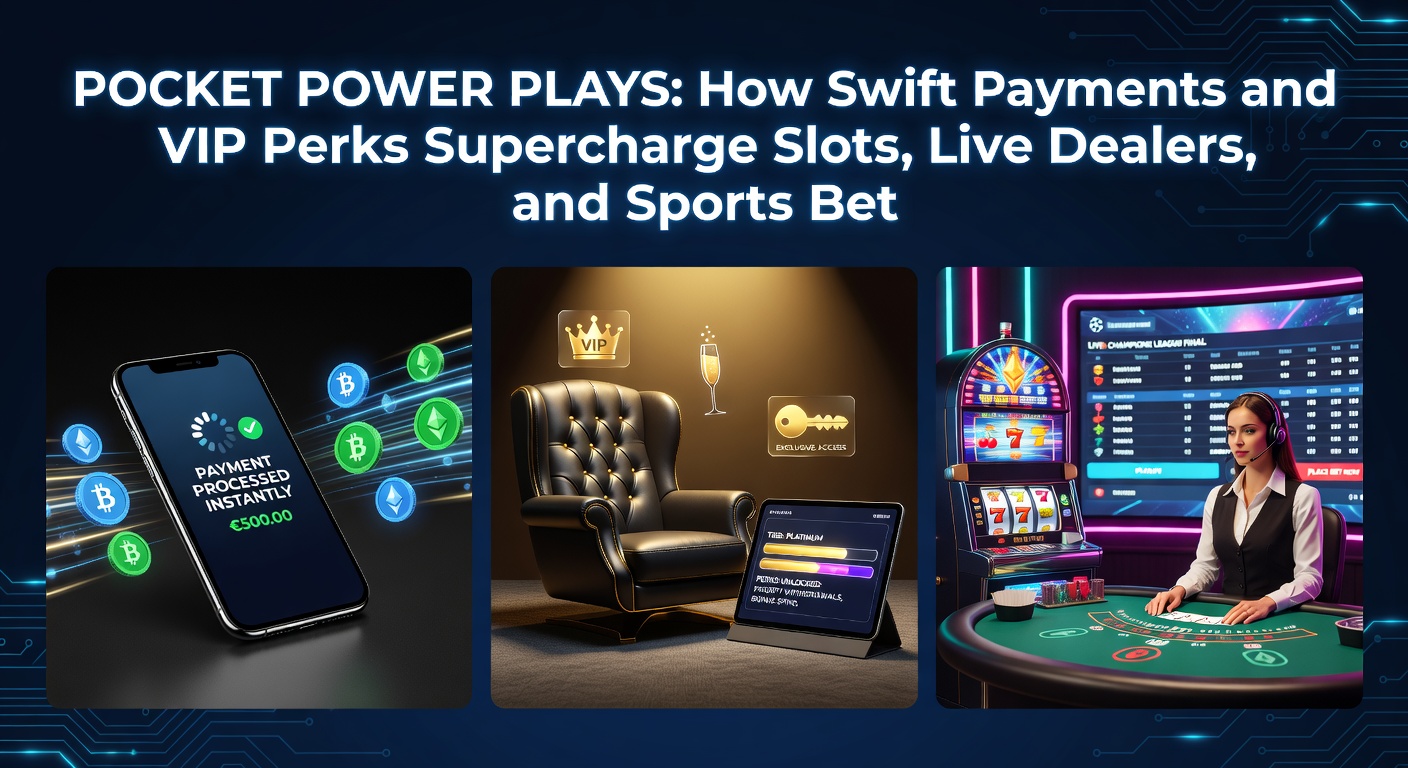 Close-up of a mobile app interface displaying quick payment options, VIP badge notifications, slot reels spinning, a live blackjack table, and sports bet slips with responsibility tool toggles