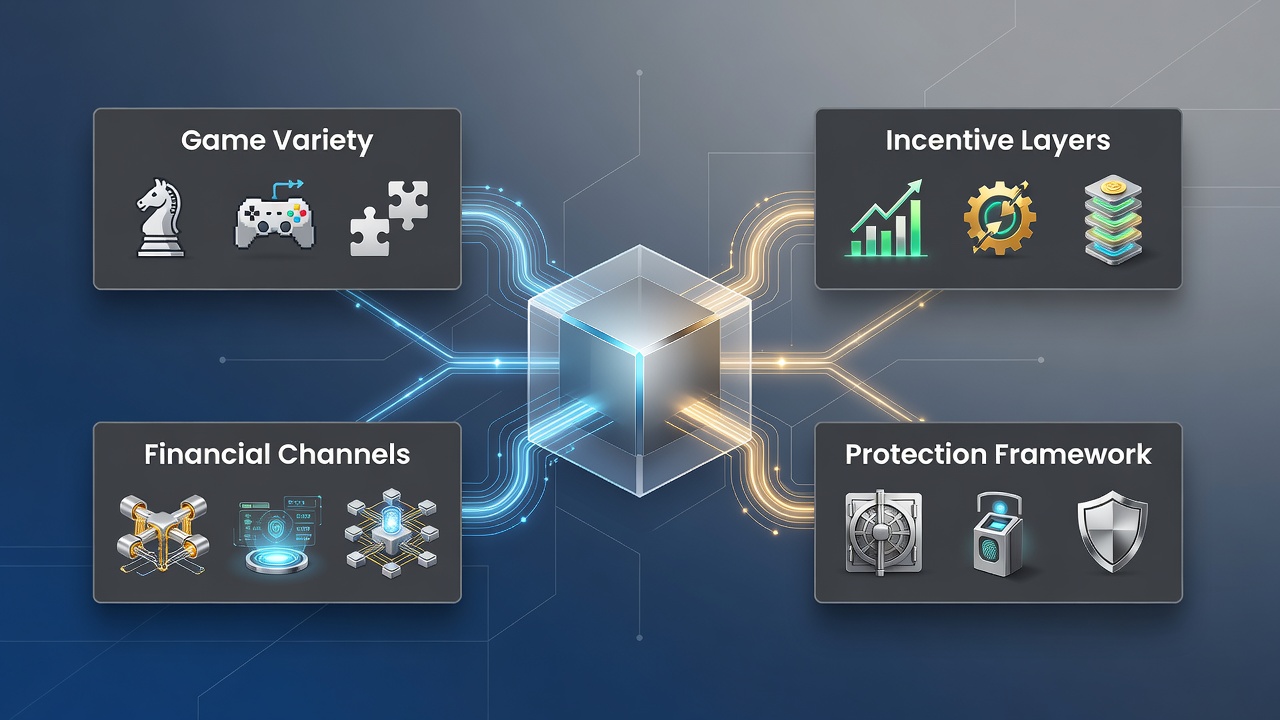 Illustration of security and protection layers integrated with mobile payment and reward systems