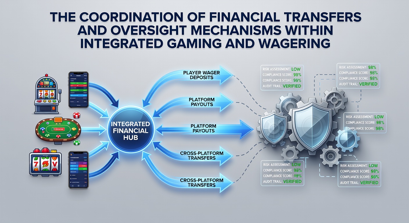 Illustration of oversight dashboards tracking transaction flows, compliance alerts, and player protection triggers across multiple game categories
