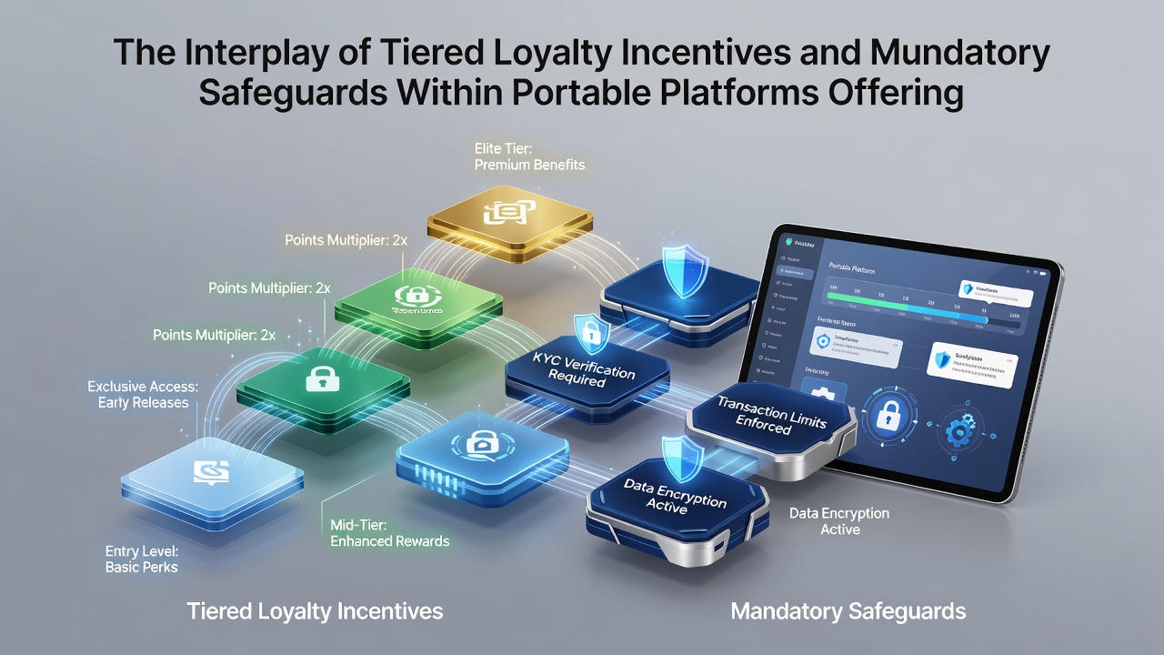 User interface showing tiered rewards dashboard next to active player protection settings
