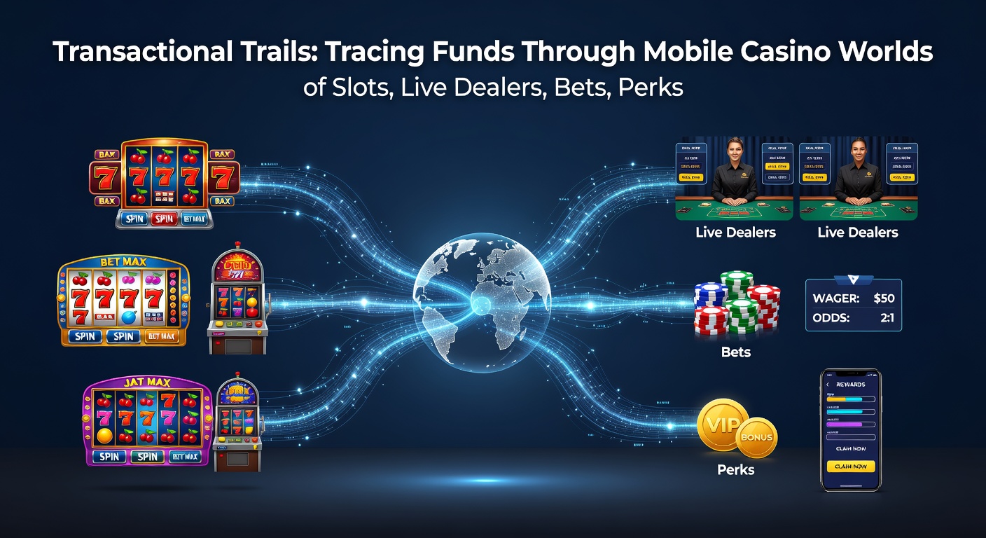 Close-up of a mobile screen showing transaction history with slots wins, bonus credits, and VIP reward notifications layered over a casino dashboard